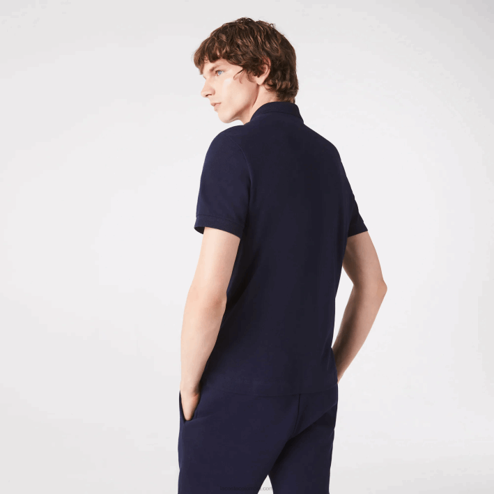 hombres Lacoste 6F24611 azul marino 166 polo de piqué de algodón elástico smart paris