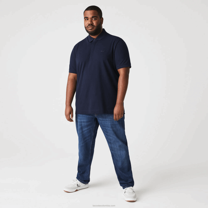 hombres Lacoste 6F24611 azul marino 166 polo de piqué de algodón elástico smart paris