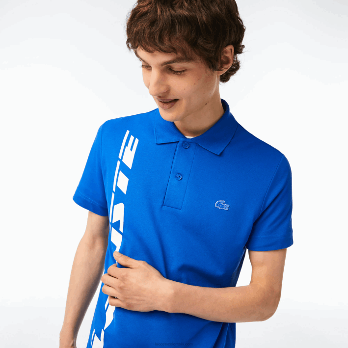 hombres Lacoste 6F24625 azul k1q polo de piqué de corte regular con logo