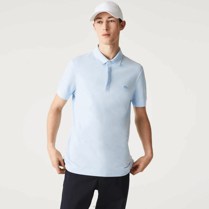 hombres Lacoste 6F24632 azul claro t01 polo de piqué de algodón elástico smart paris