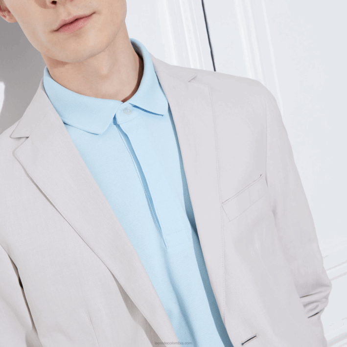 hombres Lacoste 6F24632 azul claro t01 polo de piqué de algodón elástico smart paris