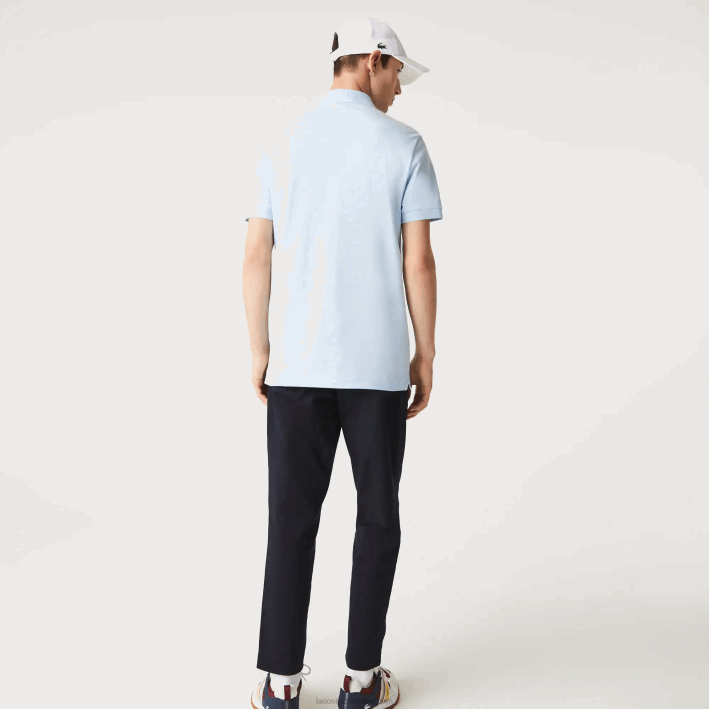 hombres Lacoste 6F24632 azul claro t01 polo de piqué de algodón elástico smart paris