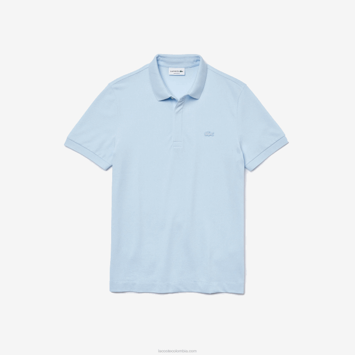 hombres Lacoste 6F24632 azul claro t01 polo de piqué de algodón elástico smart paris