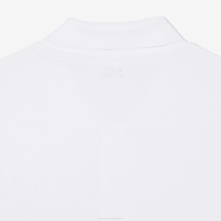 hombres Lacoste 6F24635 blanco 001 polo con solapa en contraste y placa de cocodrilo