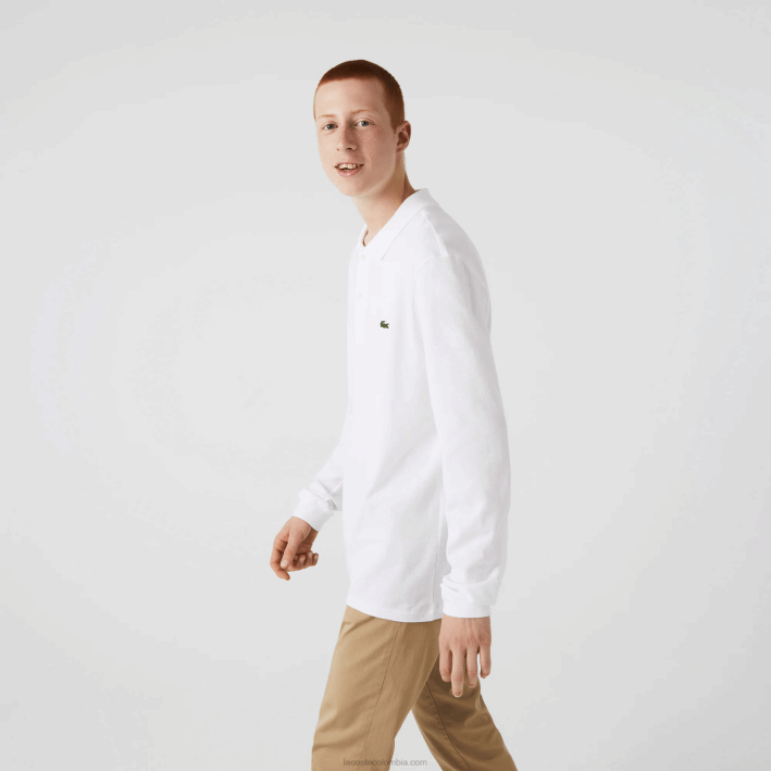 hombres Lacoste 6F24644 blanco 001 polo de manga larga original l.12.12