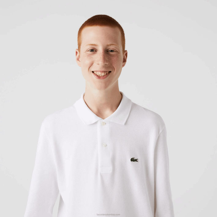 hombres Lacoste 6F24644 blanco 001 polo de manga larga original l.12.12