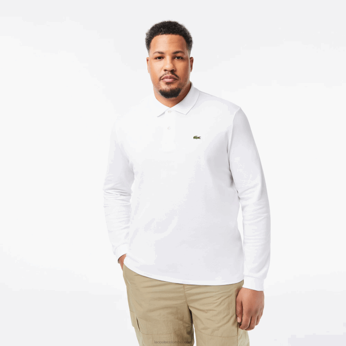 hombres Lacoste 6F24644 blanco 001 polo de manga larga original l.12.12