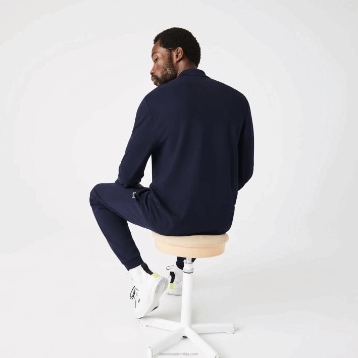 hombres Lacoste 6F24646 azul marino 166 polo de manga larga original l.12.12