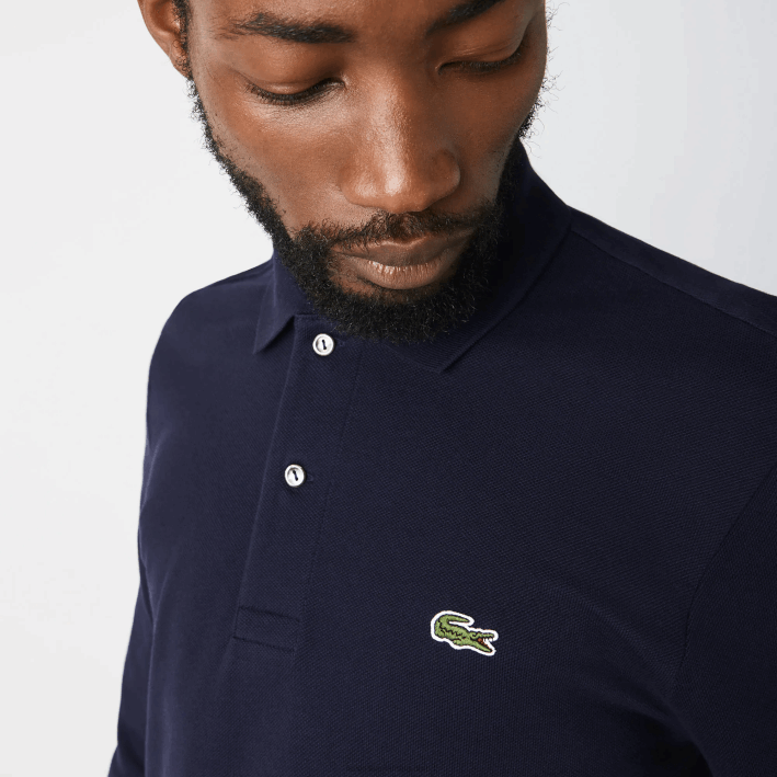 hombres Lacoste 6F24646 azul marino 166 polo de manga larga original l.12.12