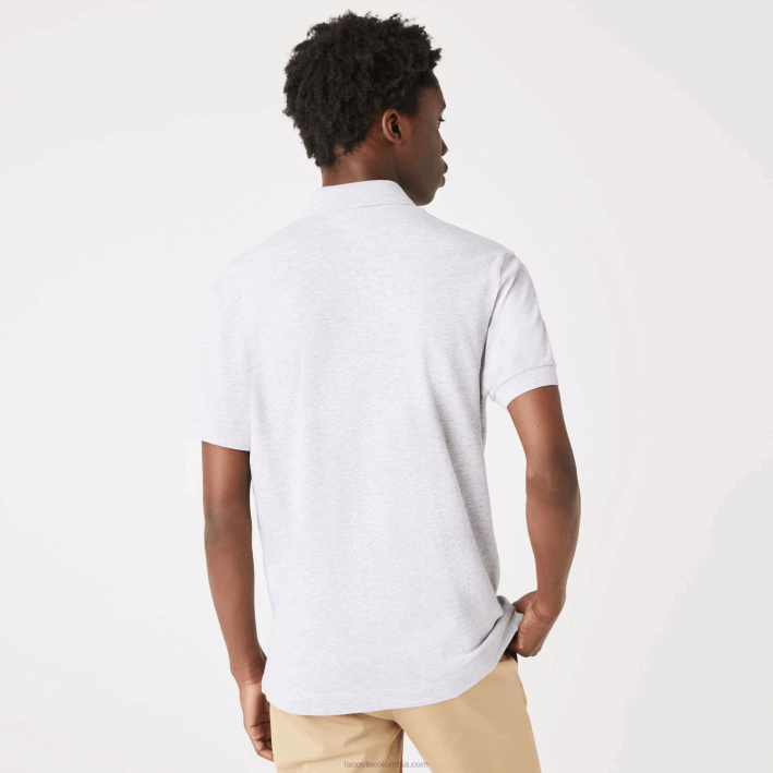 hombres Lacoste 6F24659 lomo gris cca polo de piqué de algodón elástico smart paris