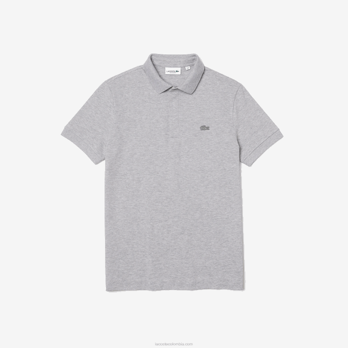 hombres Lacoste 6F24659 lomo gris cca polo de piqué de algodón elástico smart paris