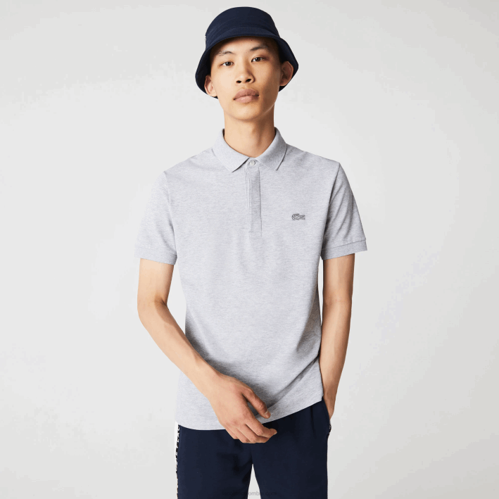 hombres Lacoste 6F24659 lomo gris cca polo de piqué de algodón elástico smart paris