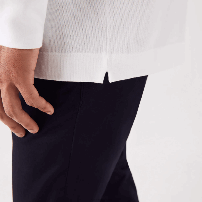 hombres Lacoste 6F24666 blanco 001 polo de piqué de algodón elástico de manga larga smart paris