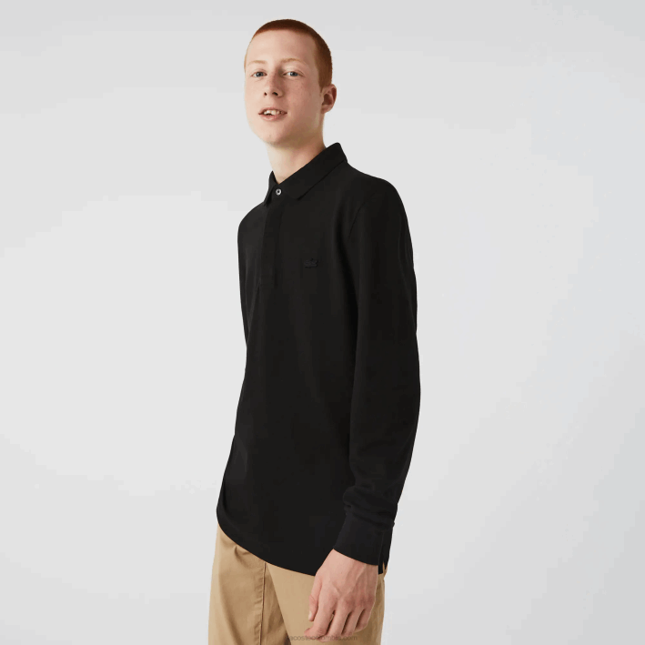 hombres Lacoste 6F24667 negro 031 polo de piqué de algodón elástico de manga larga smart paris