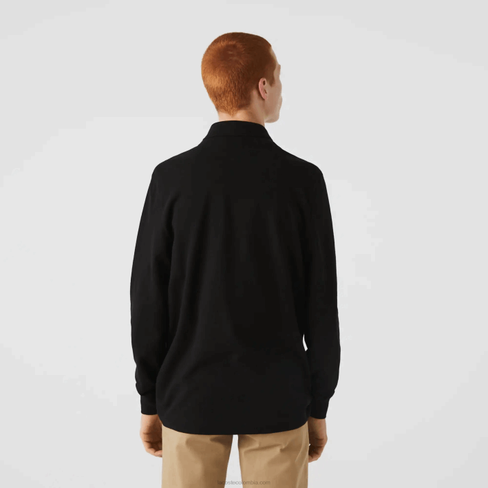 hombres Lacoste 6F24667 negro 031 polo de piqué de algodón elástico de manga larga smart paris