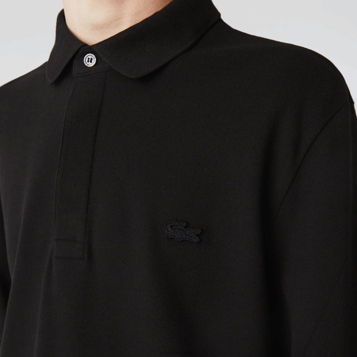 hombres Lacoste 6F24667 negro 031 polo de piqué de algodón elástico de manga larga smart paris