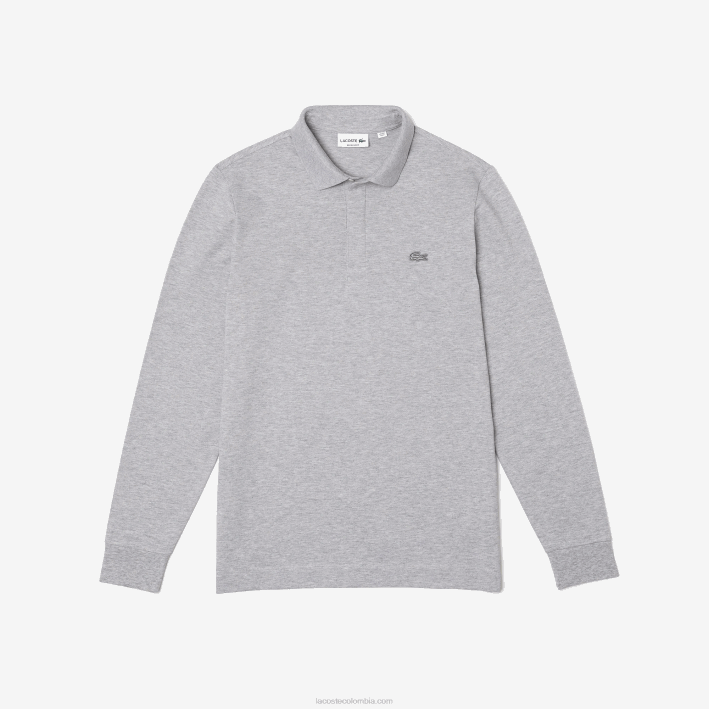 hombres Lacoste 6F24668 lomo gris cca polo de piqué de algodón elástico de manga larga smart paris