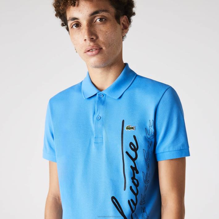 hombres Lacoste 6F24678 azul l99 polo de piqué de algodón de corte regular