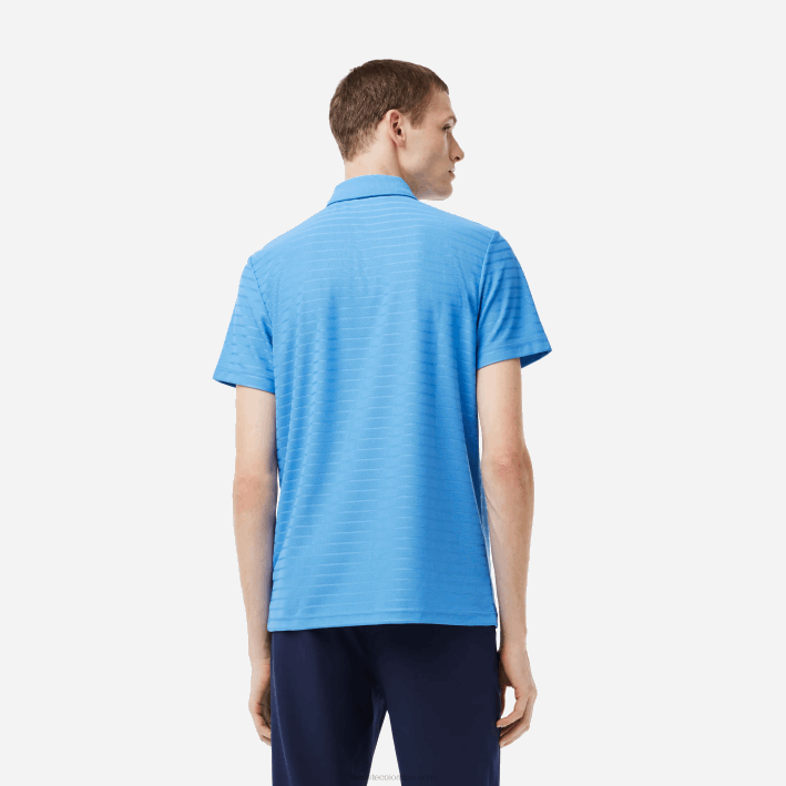 hombres Lacoste 6F2467 azul l99 polo de golf transpirable con textura deportiva