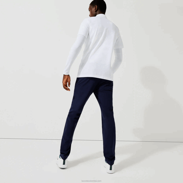 hombres Lacoste 6F2469 blanco 001 polo de golf transpirable con textura deportiva