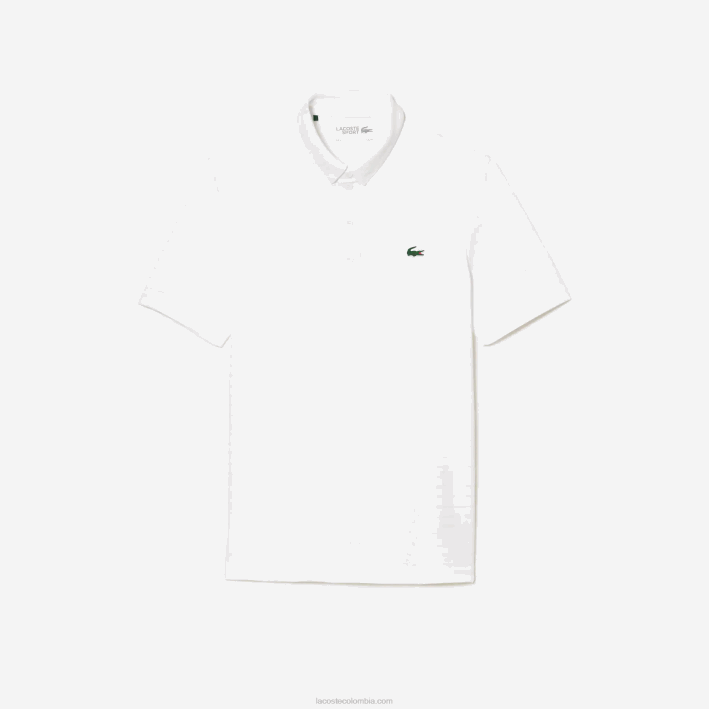 hombres Lacoste 6F2469 blanco 001 polo de golf transpirable con textura deportiva