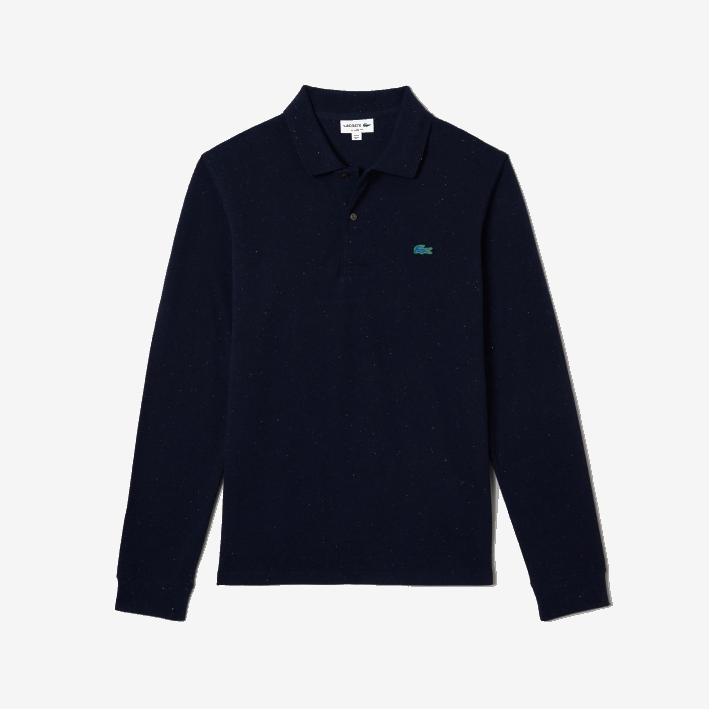 hombres Lacoste 6F24704 azul marino 7cg polo de corte clásico con estampado moteado