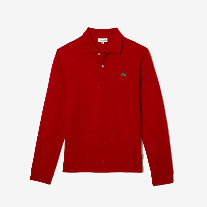 hombres Lacoste 6F24705 rojo 7cq polo de corte clásico con estampado moteado