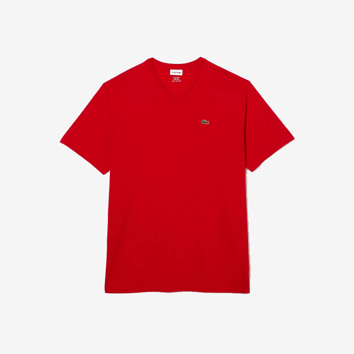 hombres Lacoste 6F24709 rojo 240 polo de algodón con cuello de pico de canalé regular fit (talla grande)