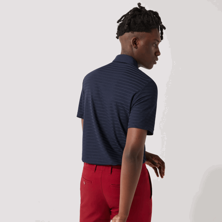 hombres Lacoste 6F2470 azul marino 166 polo de golf transpirable con textura deportiva