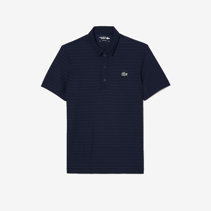 hombres Lacoste 6F2470 azul marino 166 polo de golf transpirable con textura deportiva