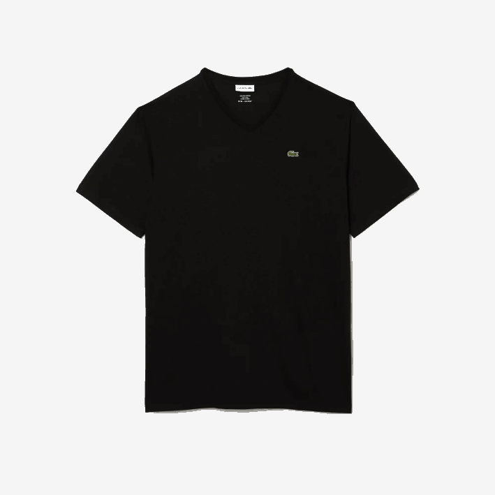 hombres Lacoste 6F24710 negro 031 polo de algodón con cuello de pico de canalé regular fit (talla grande)