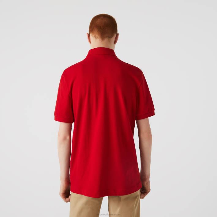 hombres Lacoste 6F24726 rojo 240 polo de piqué de algodón elástico smart paris