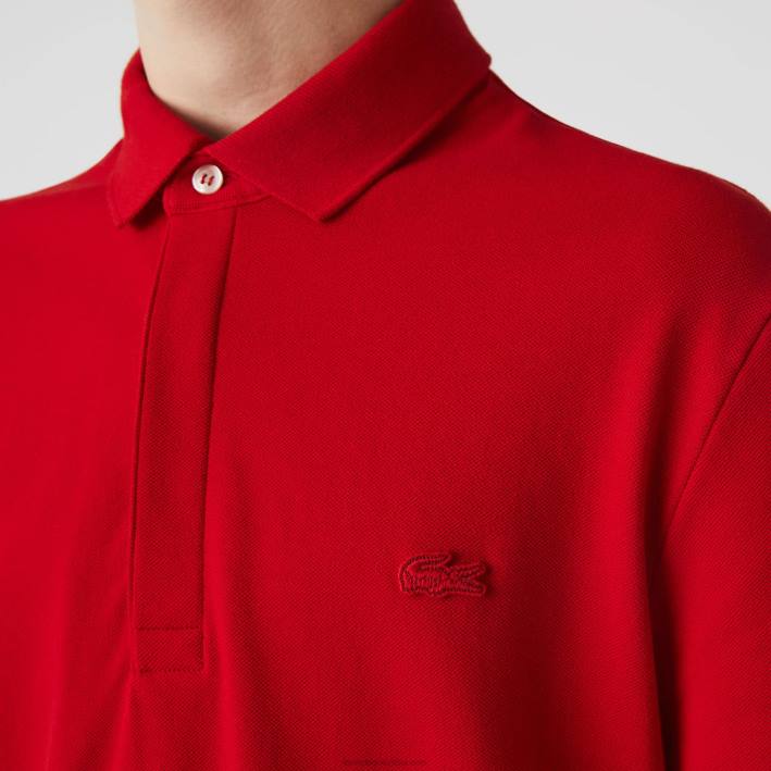 hombres Lacoste 6F24726 rojo 240 polo de piqué de algodón elástico smart paris