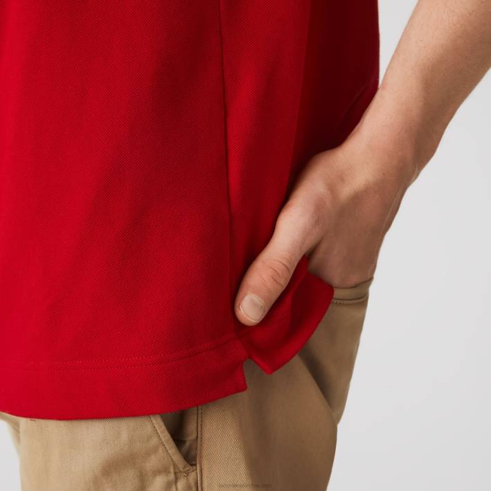 hombres Lacoste 6F24726 rojo 240 polo de piqué de algodón elástico smart paris