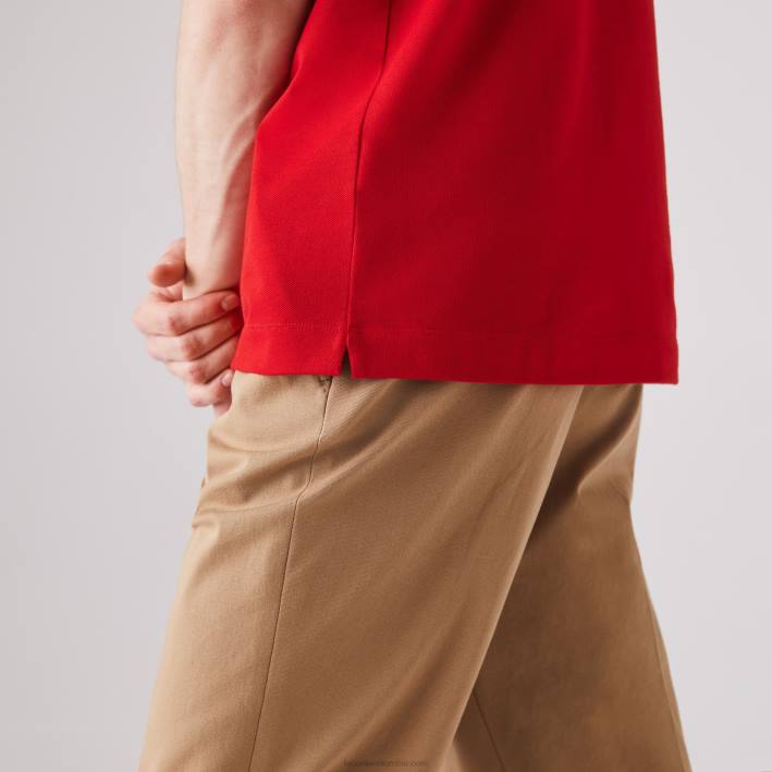 hombres Lacoste 6F24726 rojo 240 polo de piqué de algodón elástico smart paris