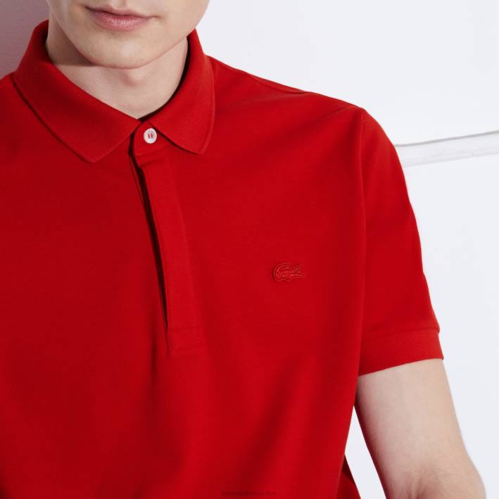 hombres Lacoste 6F24726 rojo 240 polo de piqué de algodón elástico smart paris
