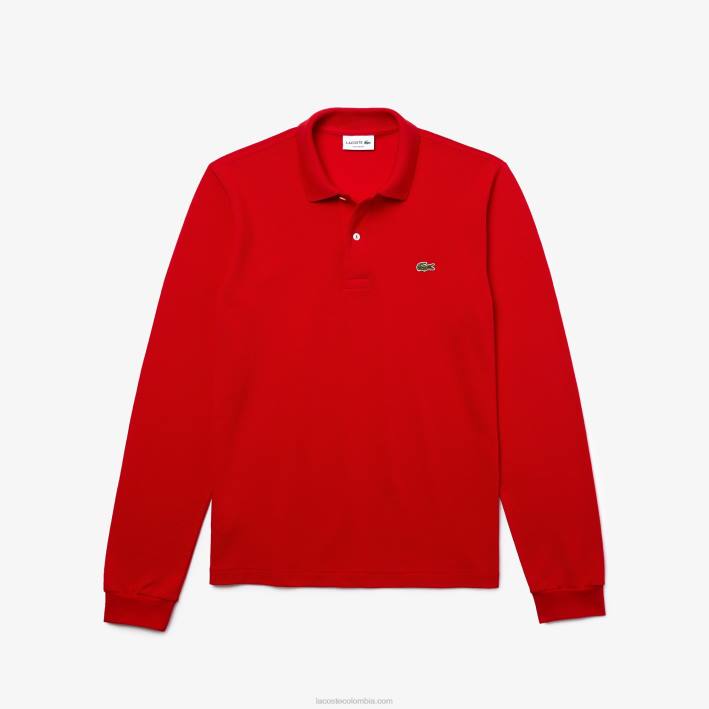 hombres Lacoste 6F24727 rojo 240 polo de manga larga original l.12.12