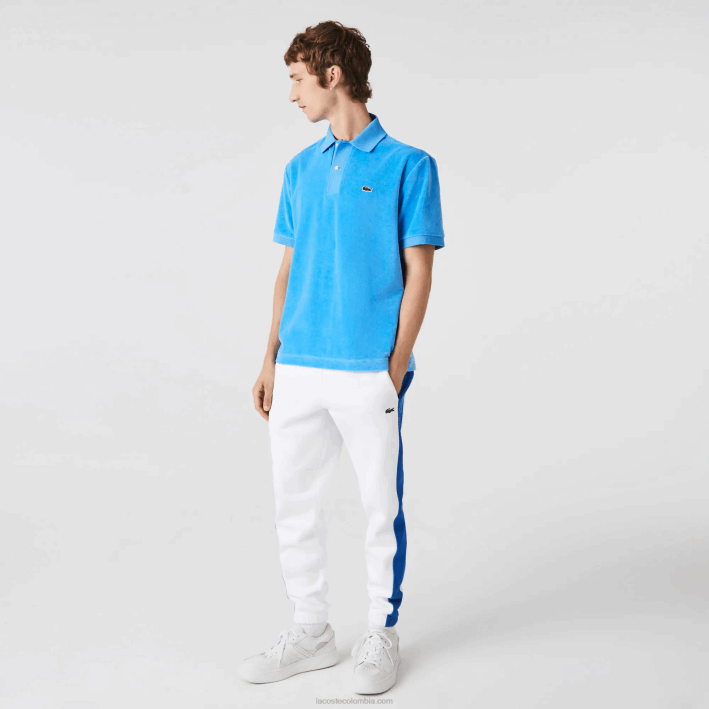 hombres Lacoste 6F24738 azul 4xa polo de corte clásico en terciopelo de algodón