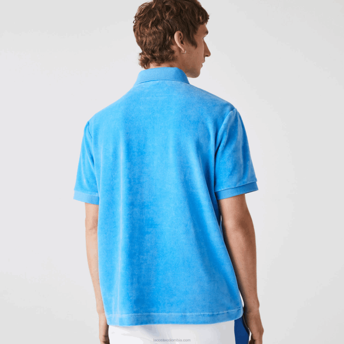hombres Lacoste 6F24738 azul 4xa polo de corte clásico en terciopelo de algodón