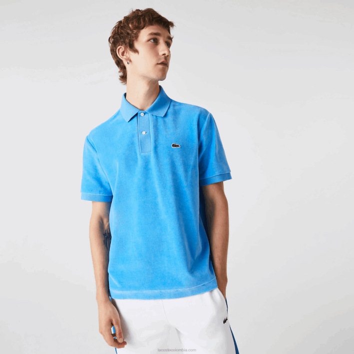 hombres Lacoste 6F24738 azul 4xa polo de corte clásico en terciopelo de algodón