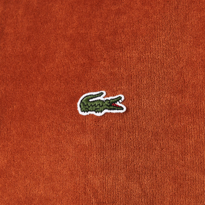 hombres Lacoste 6F24739 marrón 3pb polo de corte clásico en terciopelo de algodón