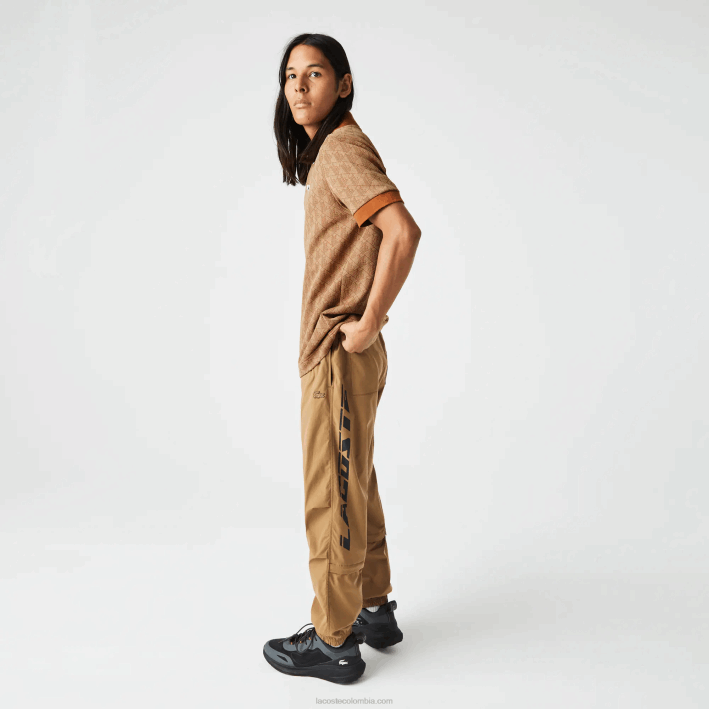 hombres Lacoste 6F2473 marrón beige zwm polo de corte clásico con estampado de monograma