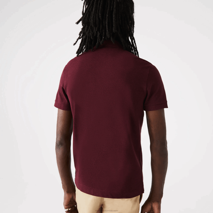 hombres Lacoste 6F24764 burdeos sxl polo de piqué de algodón elástico smart paris