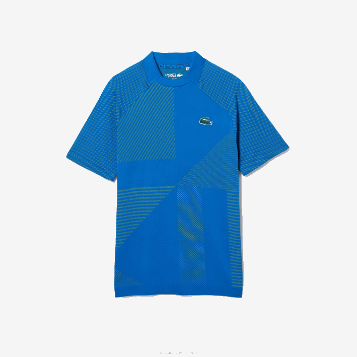 hombres Lacoste 6F24771 azul amarillo pth Polo de tenis sport slim fit sin costuras