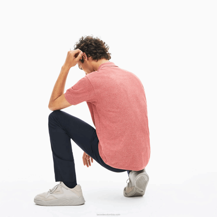 hombres Lacoste 6F24774 ku2 rojo polo jaspeado original l.12.12