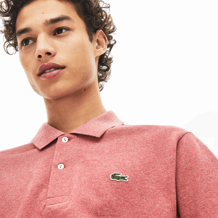 hombres Lacoste 6F24774 ku2 rojo polo jaspeado original l.12.12