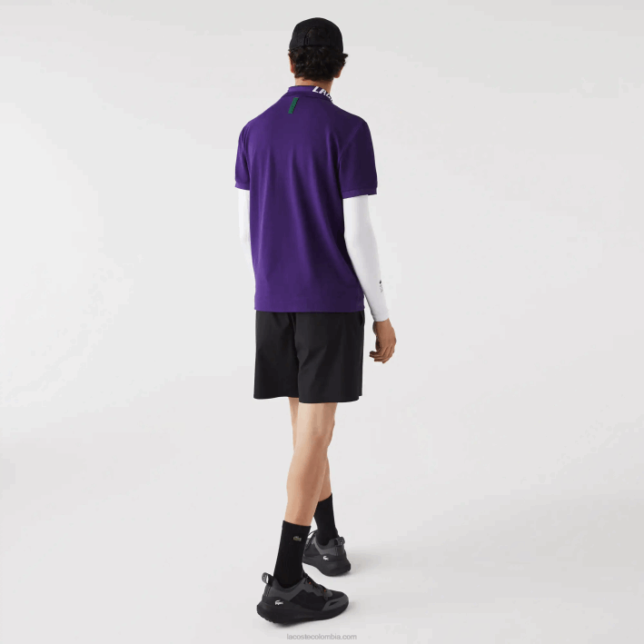 hombres Lacoste 6F24776 púrpura pfn polo de piqué elástico slim fit con logo