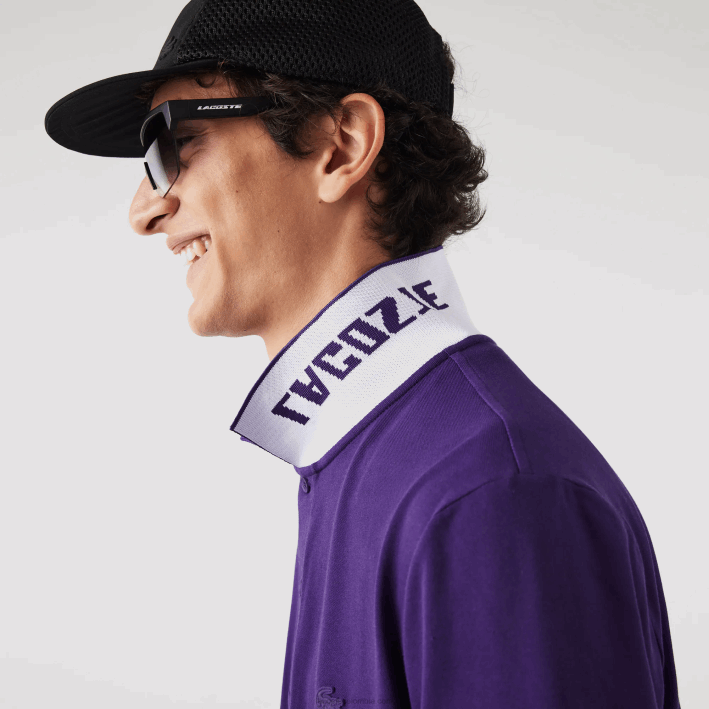 hombres Lacoste 6F24776 púrpura pfn polo de piqué elástico slim fit con logo