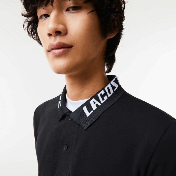 hombres Lacoste 6F24777 negro 031 polo de piqué elástico slim fit con logo