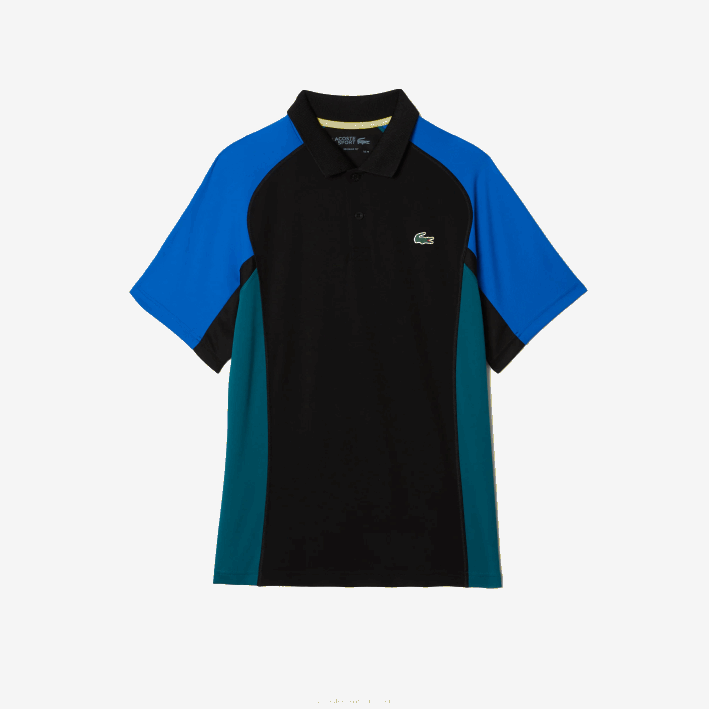 hombres Lacoste 6F24780 azul negro verde y57 polo deportivo de tenis de piqué termorregulador